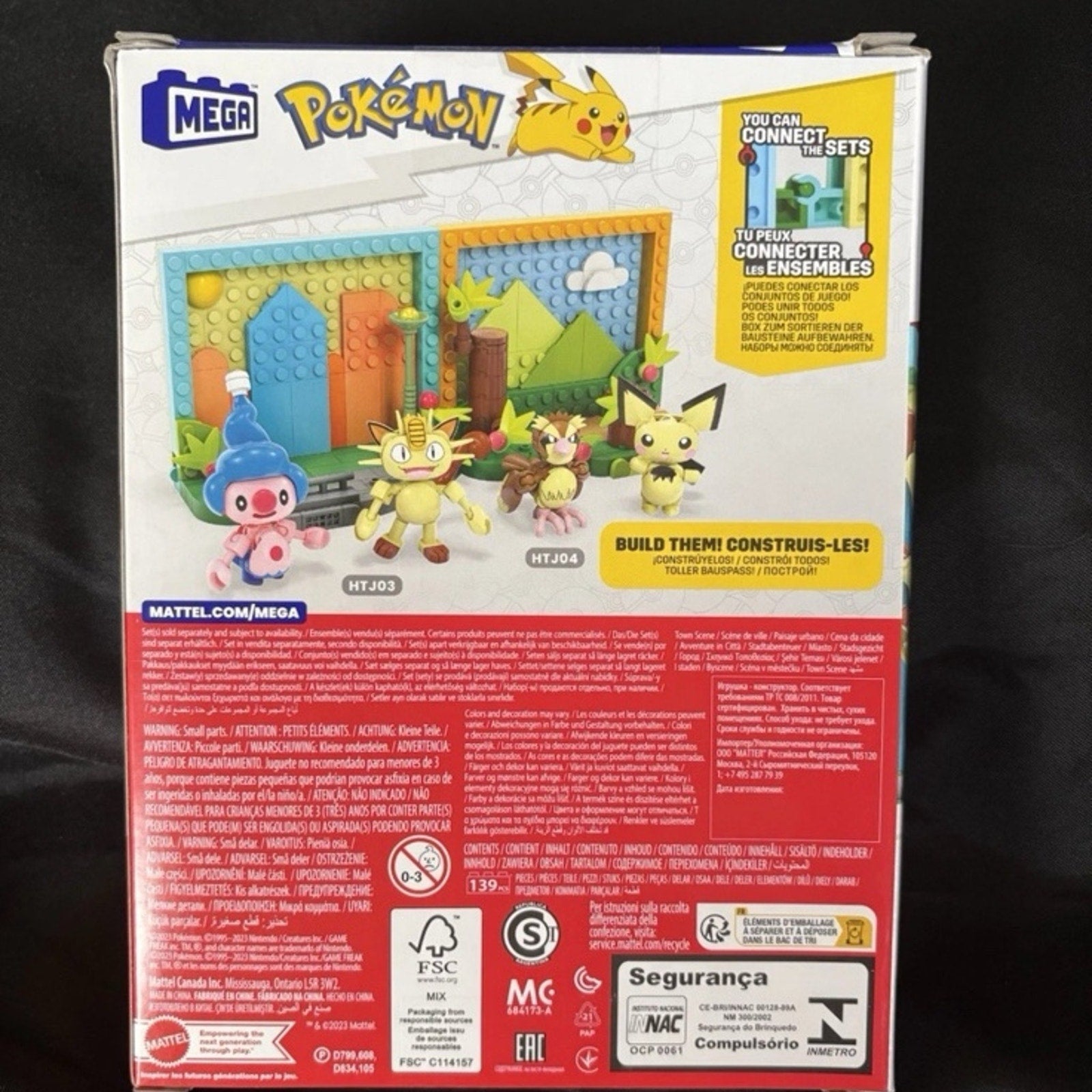 Pokémon Mega Construx TOWN SCENE  Set (139 pc HTJ03) Meowth Mime Jr