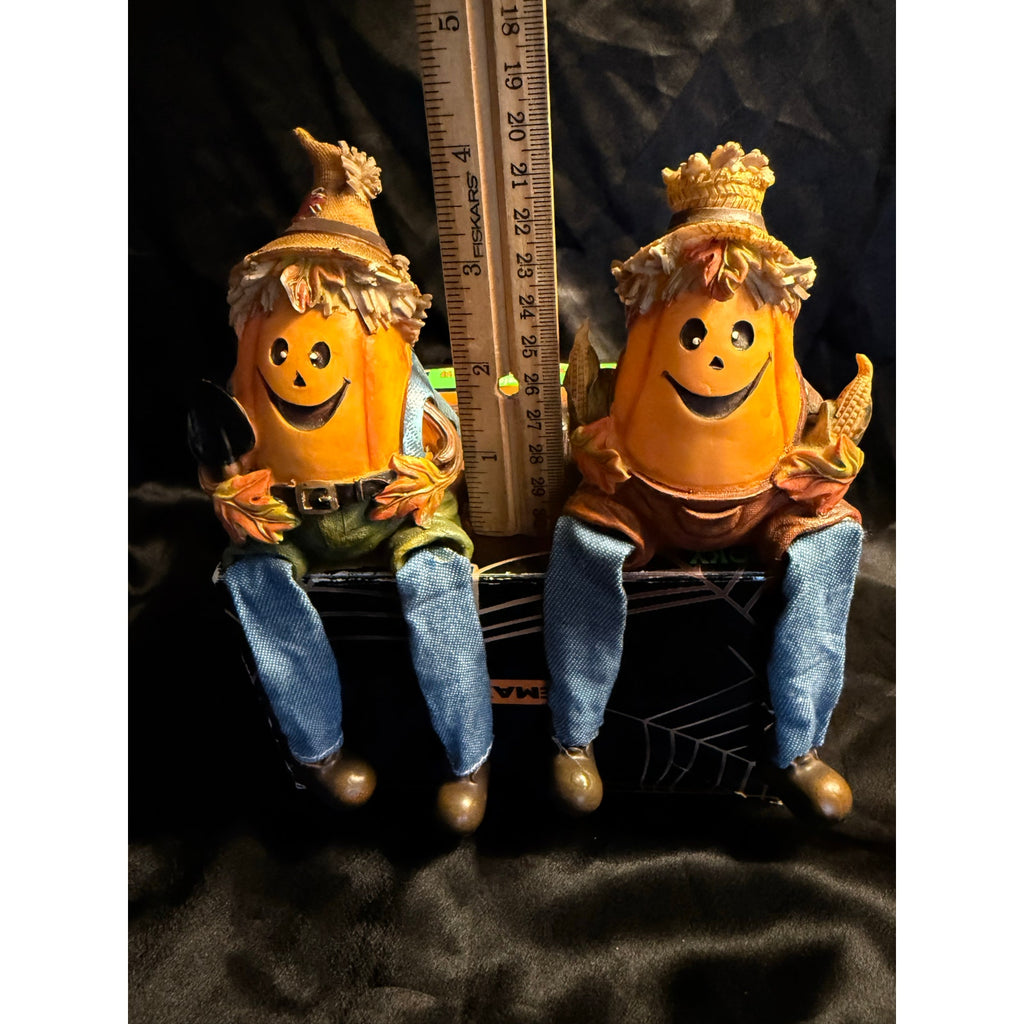 Two vintage 00’s Harvest Fall Scarecrow shelf sitters