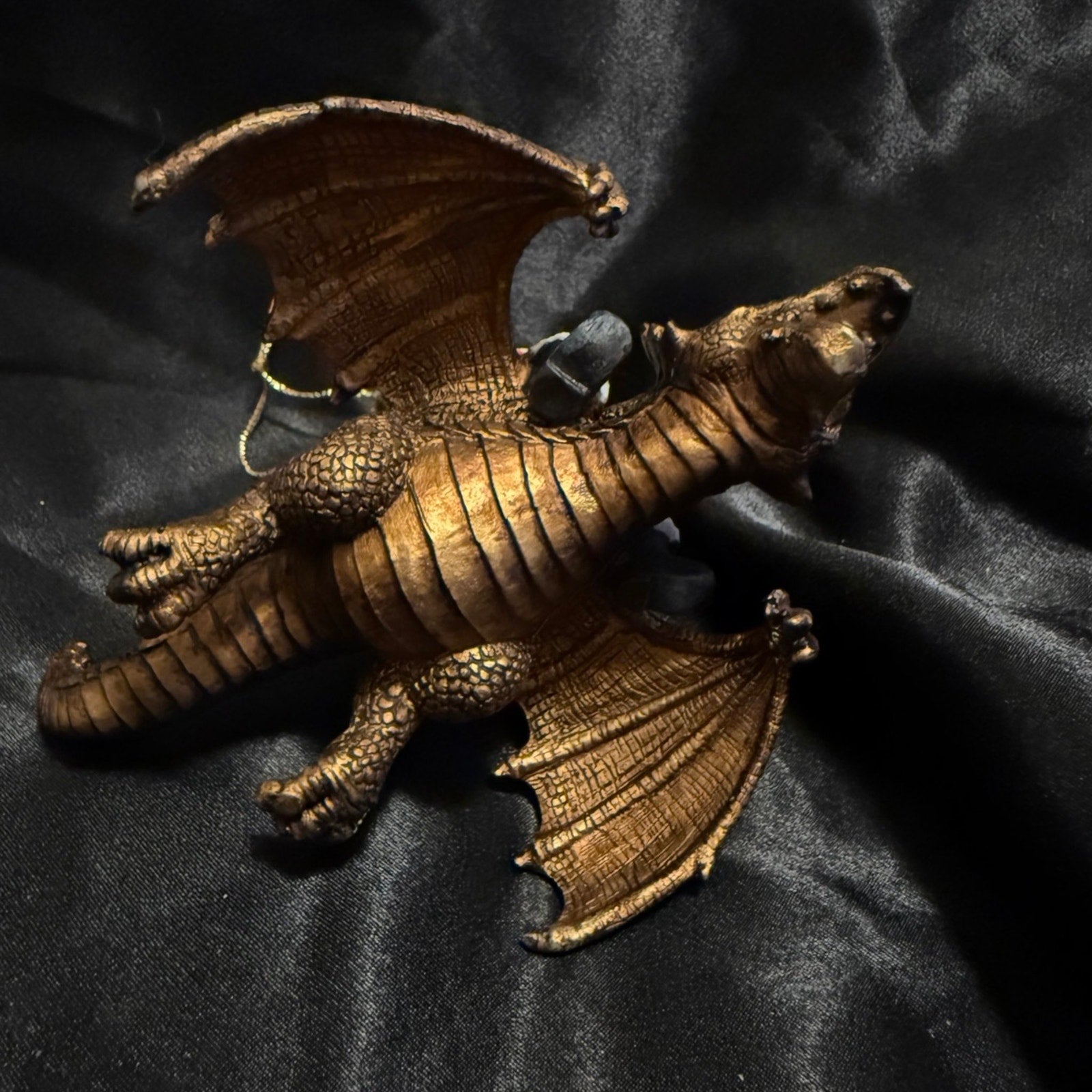 Vintage Design Toscano Dragon and Santa resin Christmas ornaments set