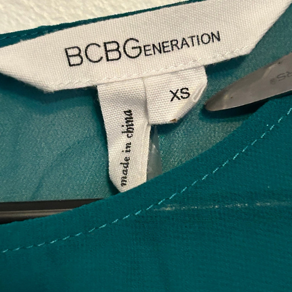 BCBGeneration Emerald Sheer Long Sleeve Blouse Women’s Sz XS