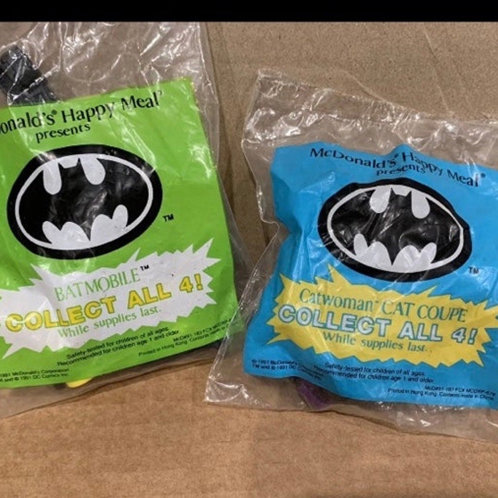 1991 Vintage McDonalds Happy Meal - Batman Batmobile And Catwoman Cat Coupe NIP