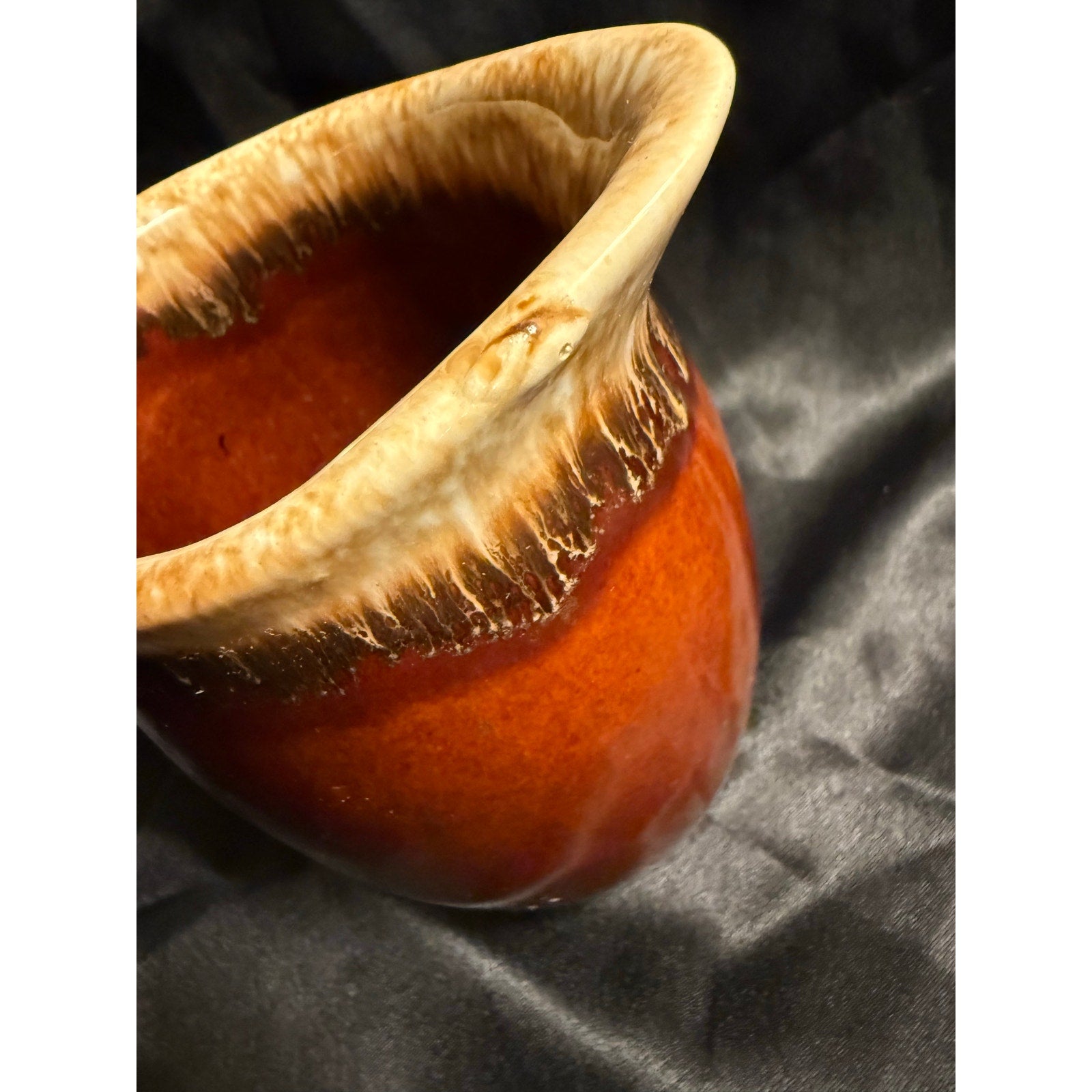 Vintage Hull Brown Drip Glaze Pottery Creamer 4.5" Tea Coffee