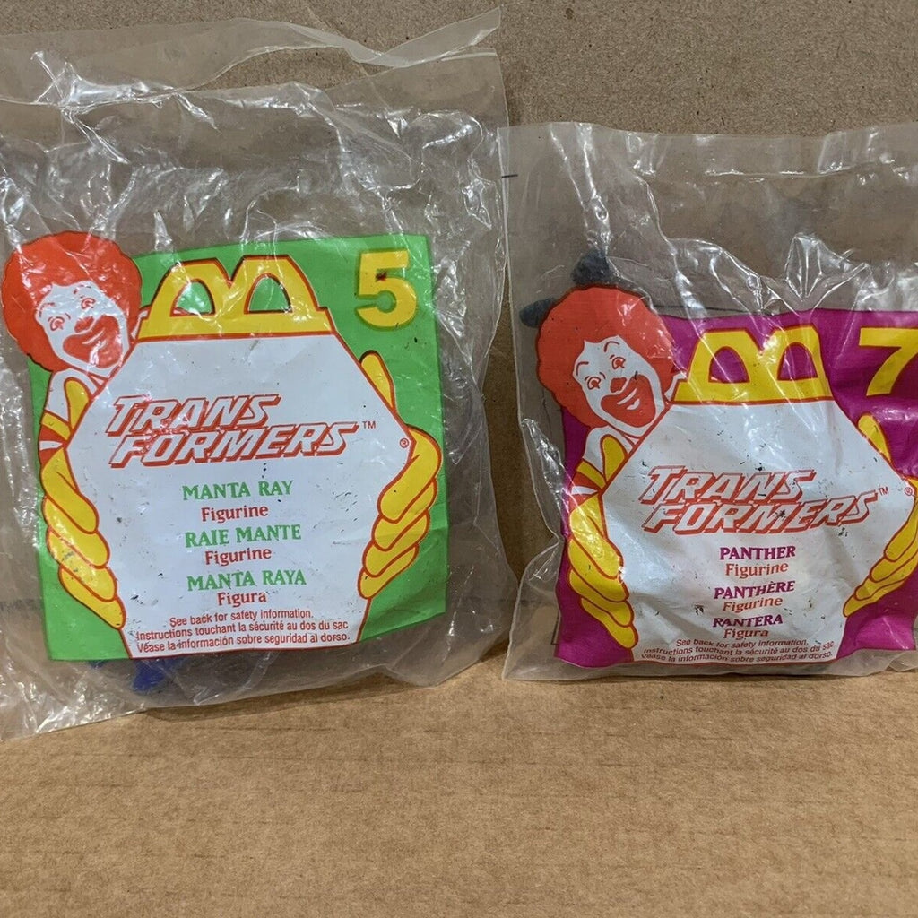 Vintage 1995 McDonald's Transformers #5 Manta Ray And #7 Panther NIP Sealed