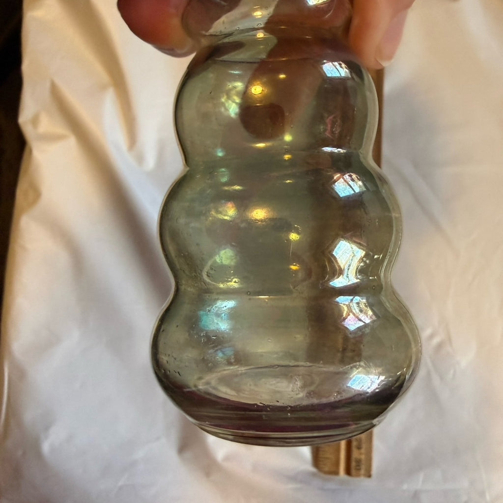 Antique 1930’s Dunbar Flint Glass Corporation bluish green bud vase