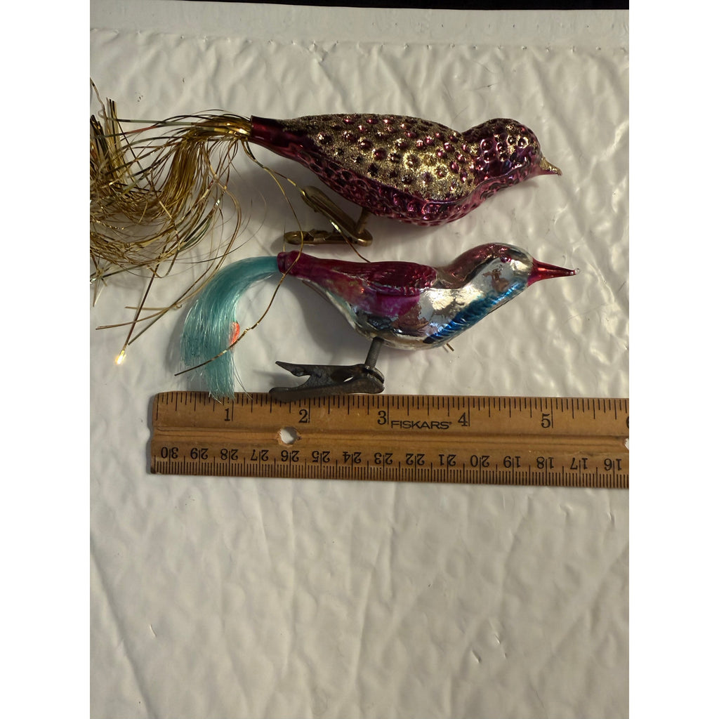 Vintage 40’s mercury glass bird clip-on Christmas ornaments made in Germany