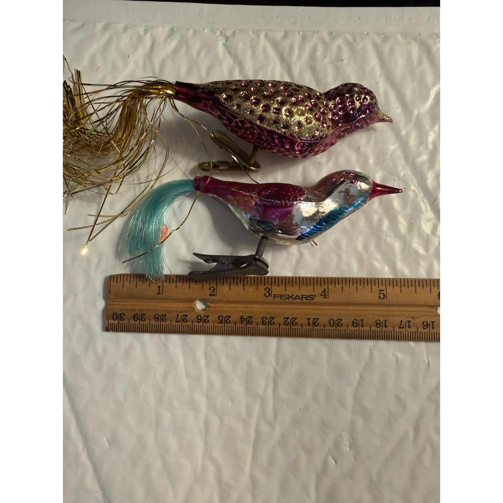 Vintage 40’s mercury glass bird clip-on Christmas ornaments made in Germany