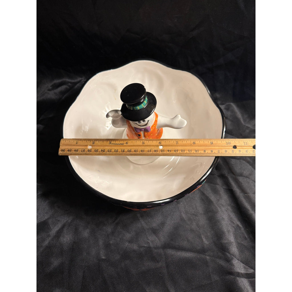 Vintage 90’s Halloween Candy Dish with Ghost Top Hat in middle Spooky cute