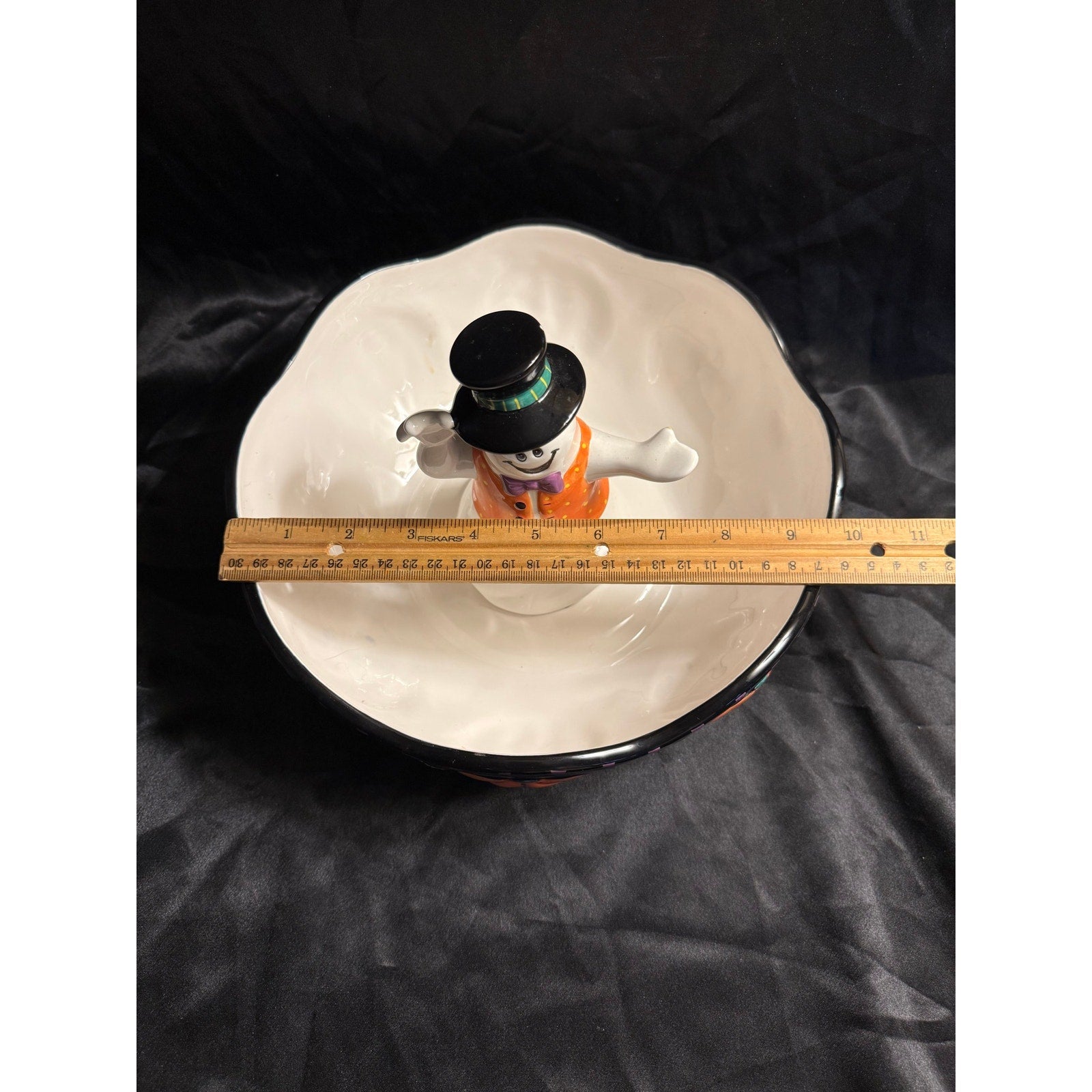 Vintage 90’s Halloween Candy Dish with Ghost Top Hat in middle Spooky cute