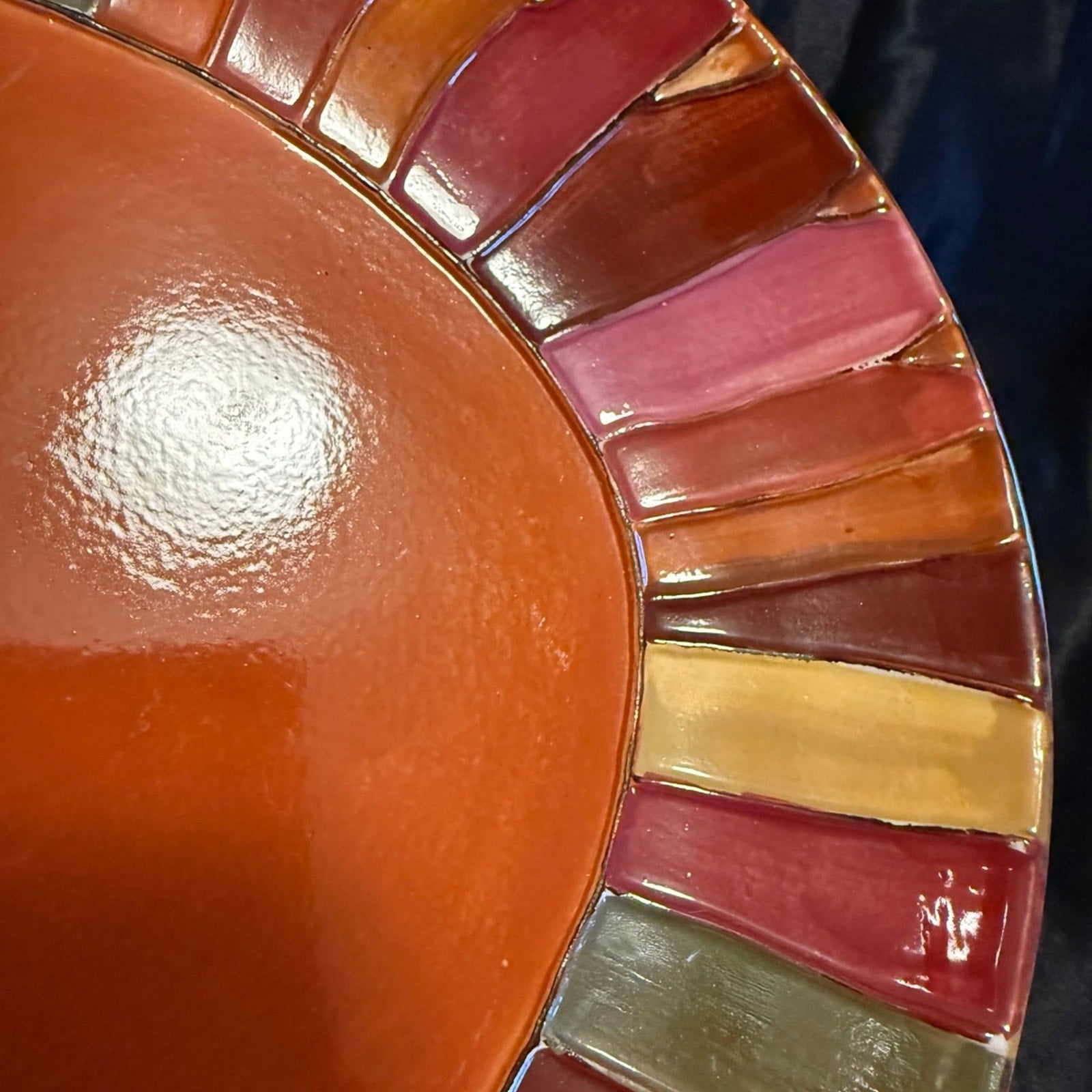 Pier 1 Imports Stoneware 16” Oval Serving Platter wavy stripe EUC