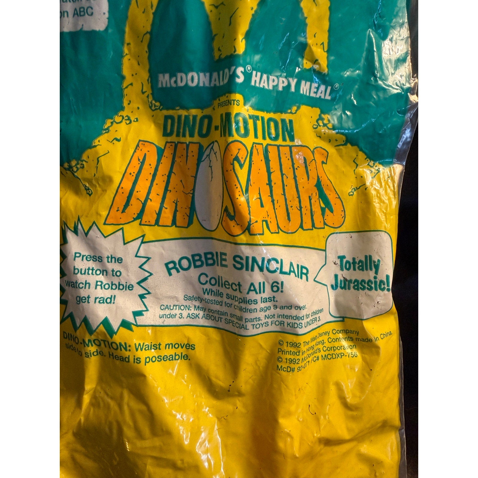 Vintage 1992 McDonald’s Dino-Motion Dinosaurs TV Show Robbie Sinclair NIP Sealed