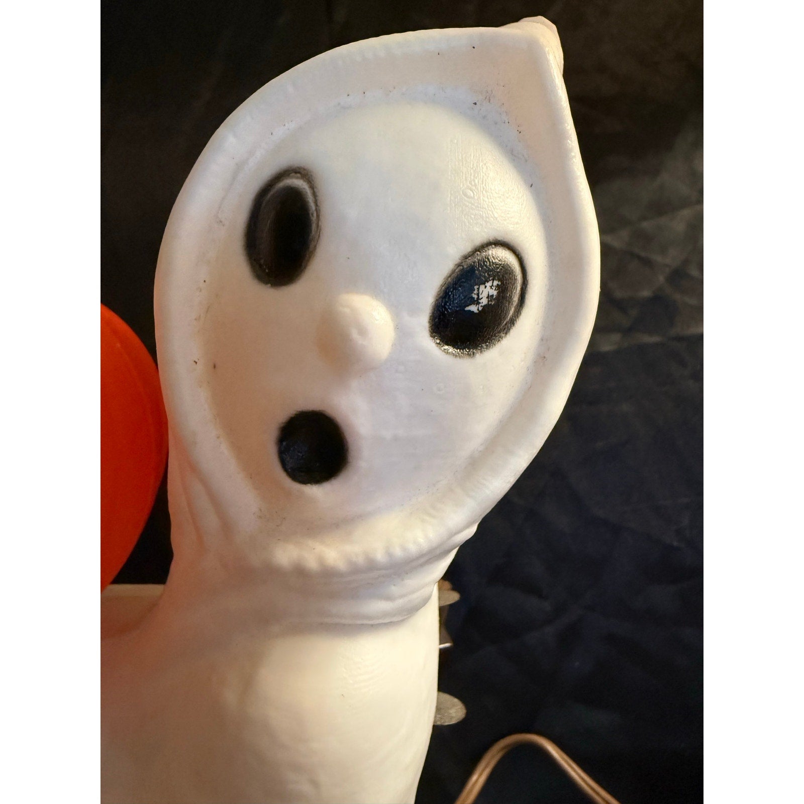 Vintage 1960's General Foam Halloween Ghost Holding Pumpkin Blow Mold Light 13"