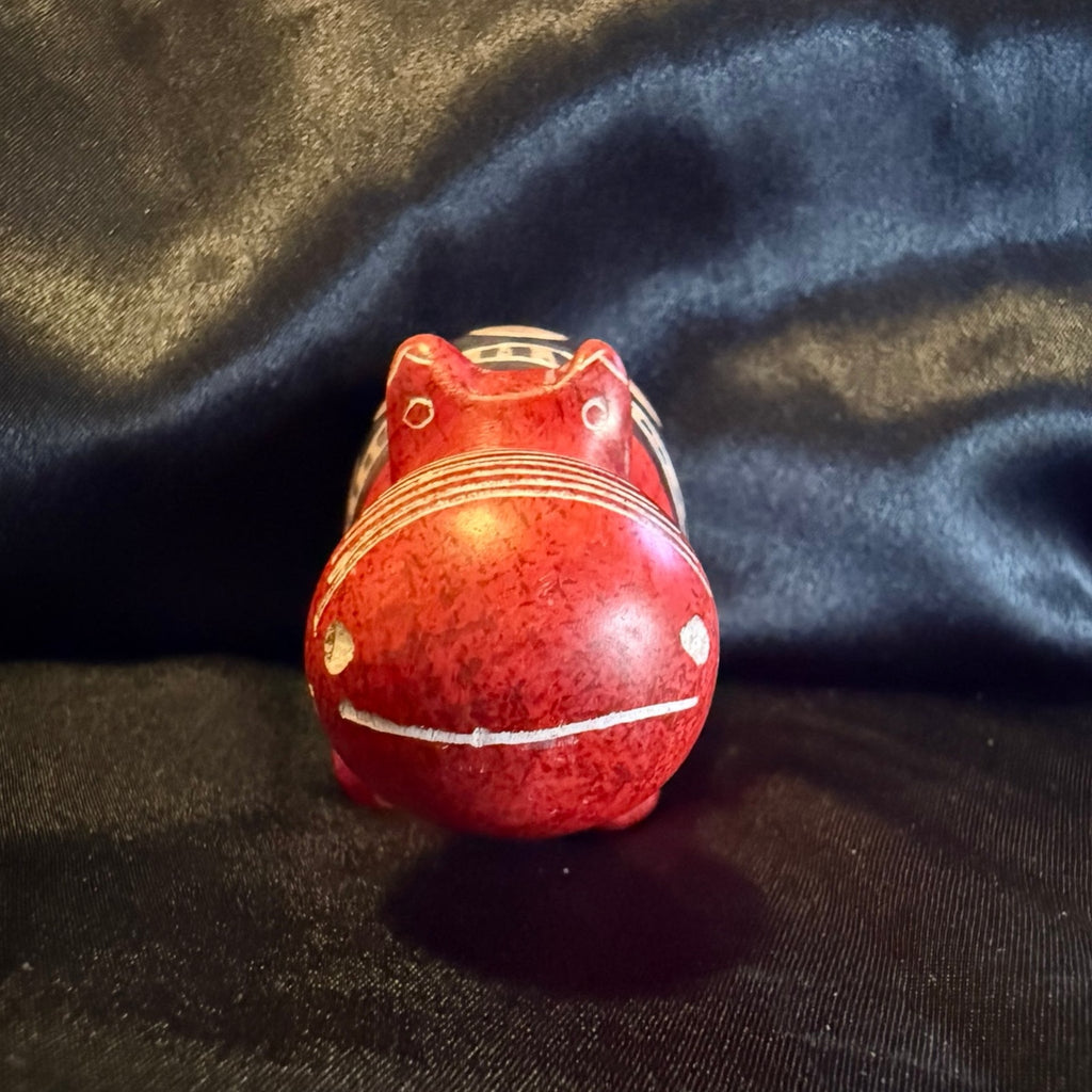 Hand-carved dyed and painted soapstone hippopotamus figurine from Kenya