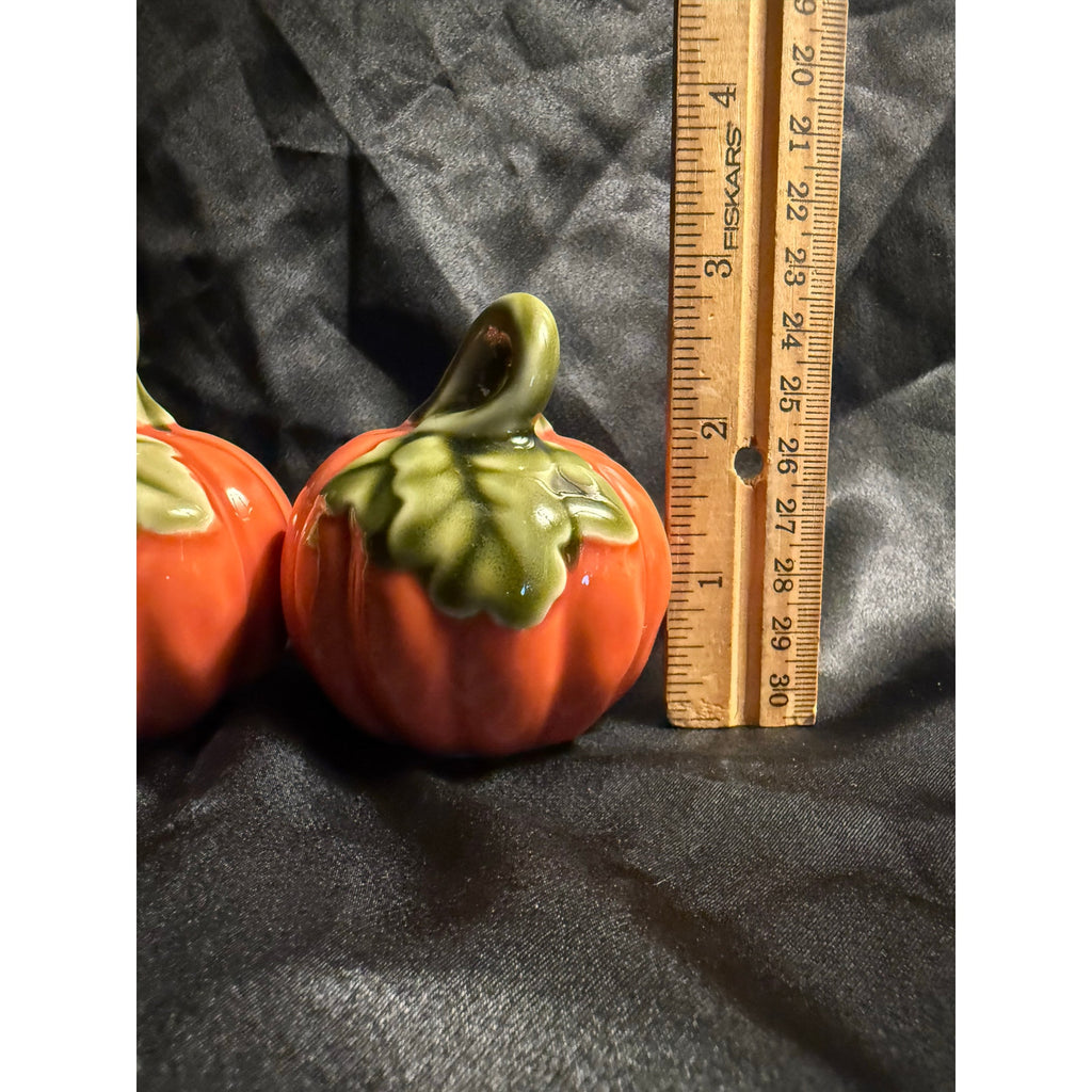 Fall Pumpkin Salt and Pepper Shakers 3” Halloween Thanksgiving