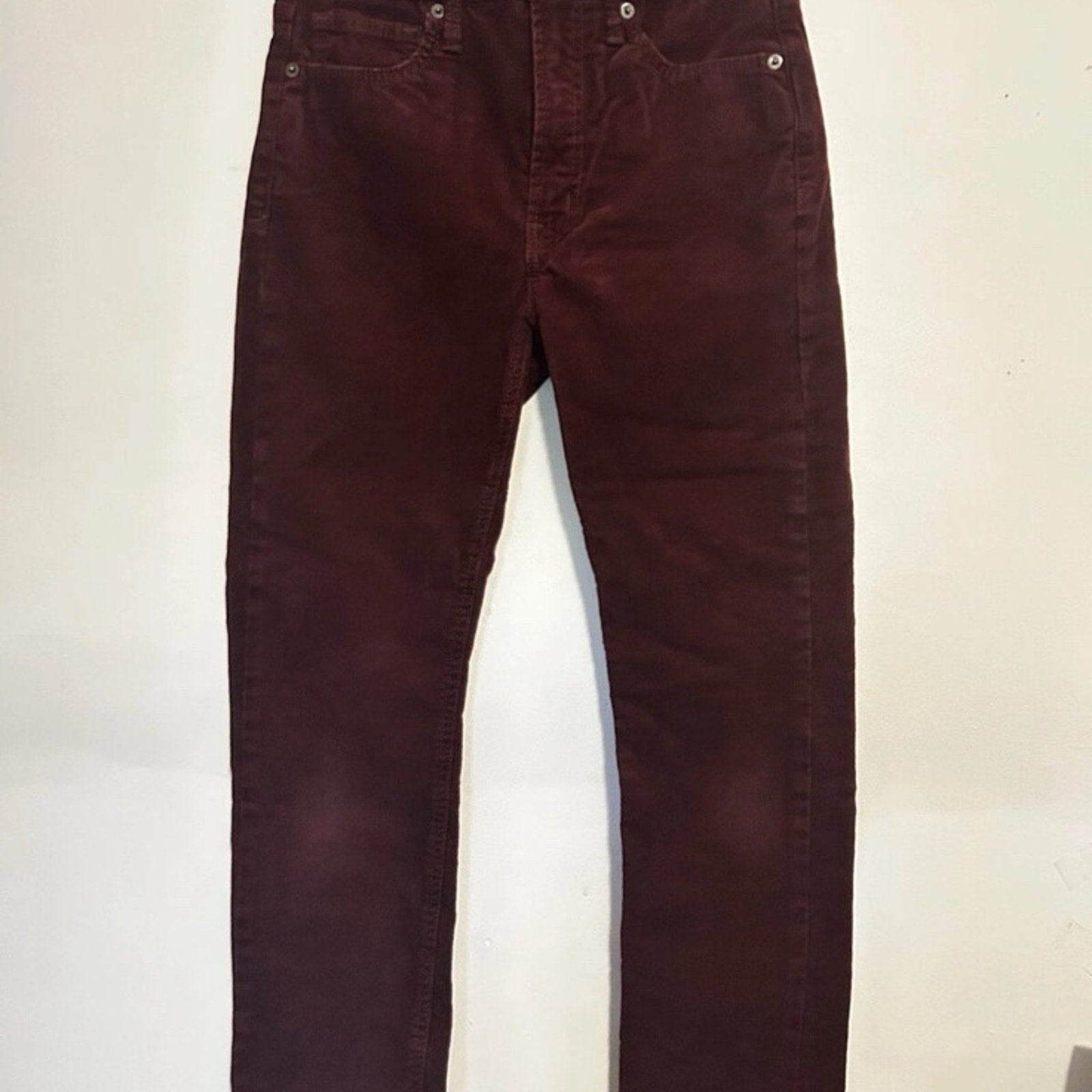 GAP HIGH RISE VINTAGE SLIM CORDUROY PANTS W/ WASHWELL 26 Petites 2 BURGUNDY