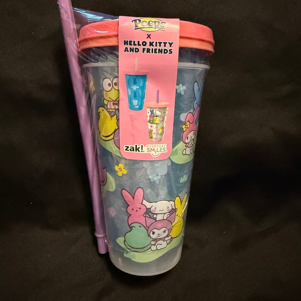 Peeps Easter X Hello Kitty Tumbler Set Of 2 w/ Straws HK & Friends ZAK 25oz New