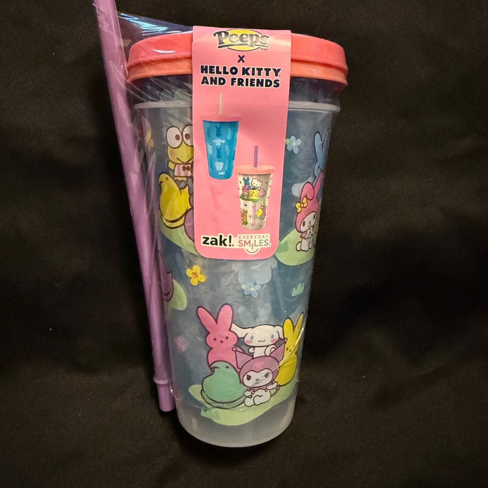 Peeps Easter X Hello Kitty Tumbler Set Of 2 w/ Straws HK & Friends ZAK 25oz New