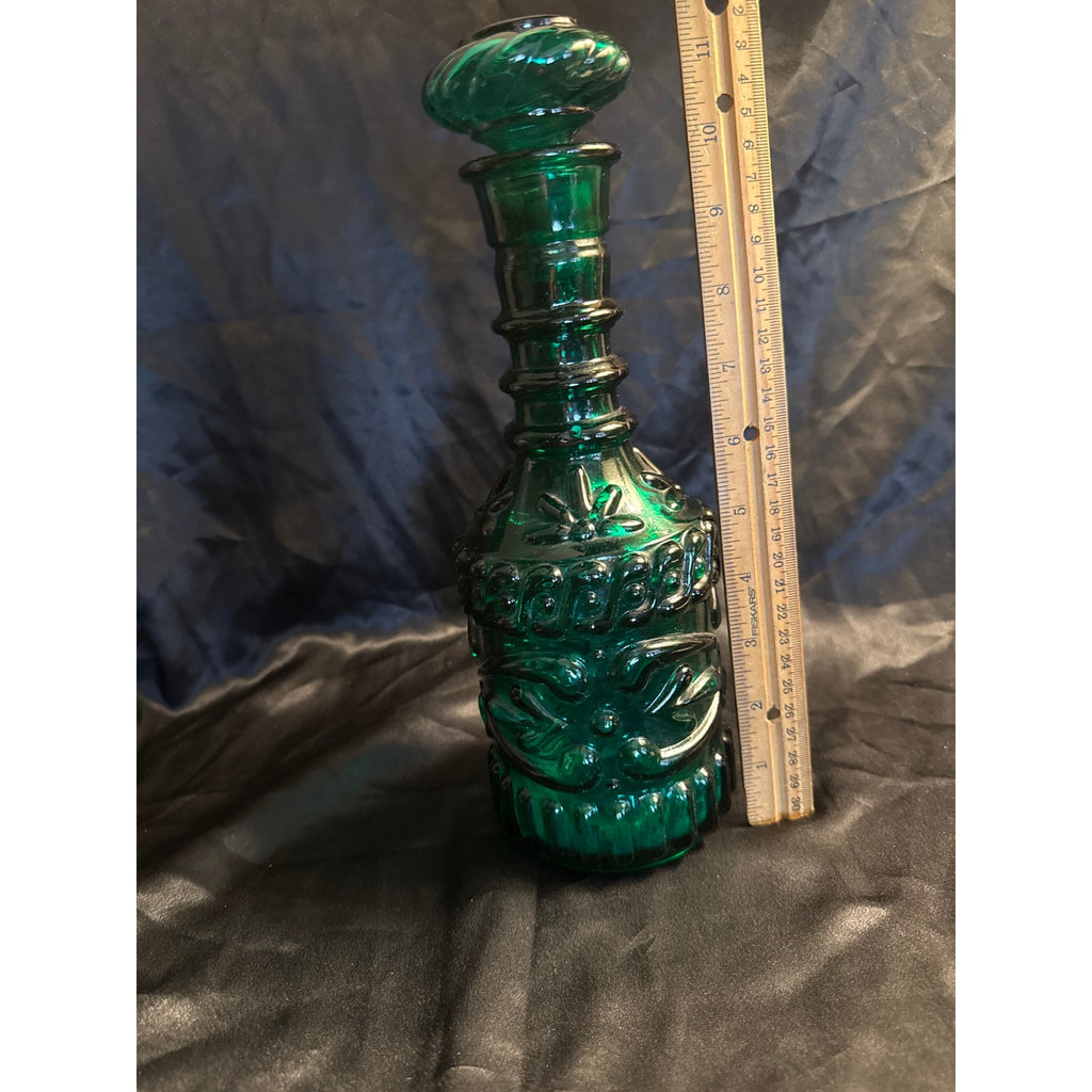 Vintage 1960’s Jim Beam Emerald Green Glass Decanter Genie Bottle