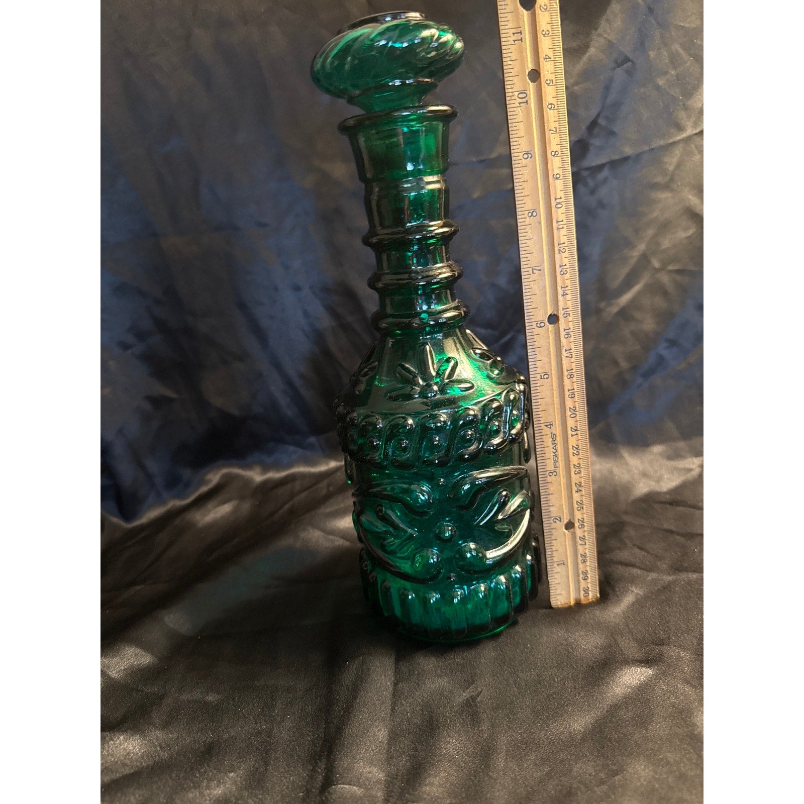 Vintage 1960’s Jim Beam Emerald Green Glass Decanter Genie Bottle