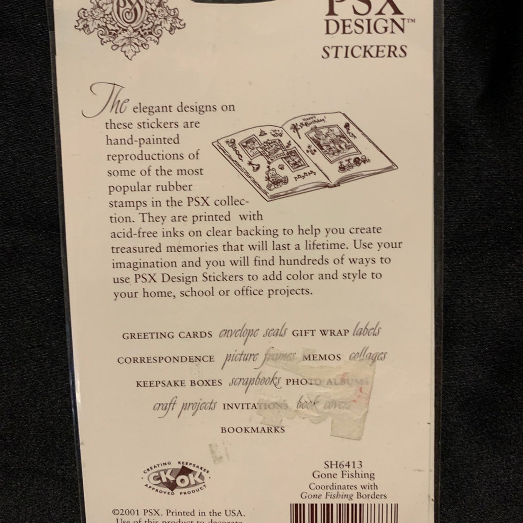 Vintage PSX Designs Scrapbooking Stickers Gone Fishing NIP