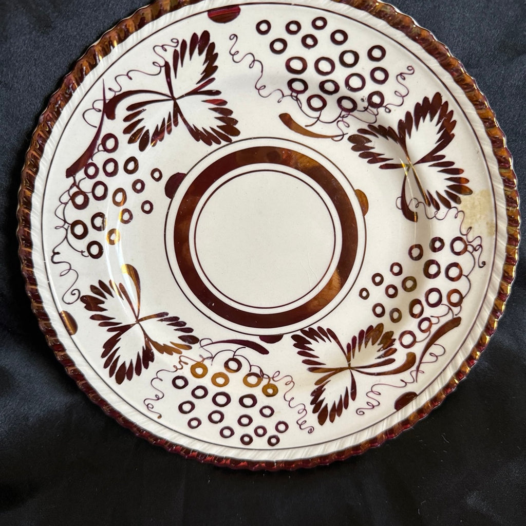Antique Copper luster ware Gray's Pottery Stroke-on-Trent England 8” Saucer