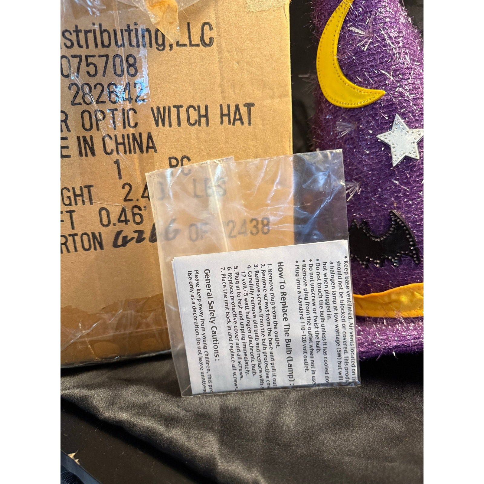 Vintage Y2K Halloween Fiber Optic Witch Hat 12" multicolor w instructions