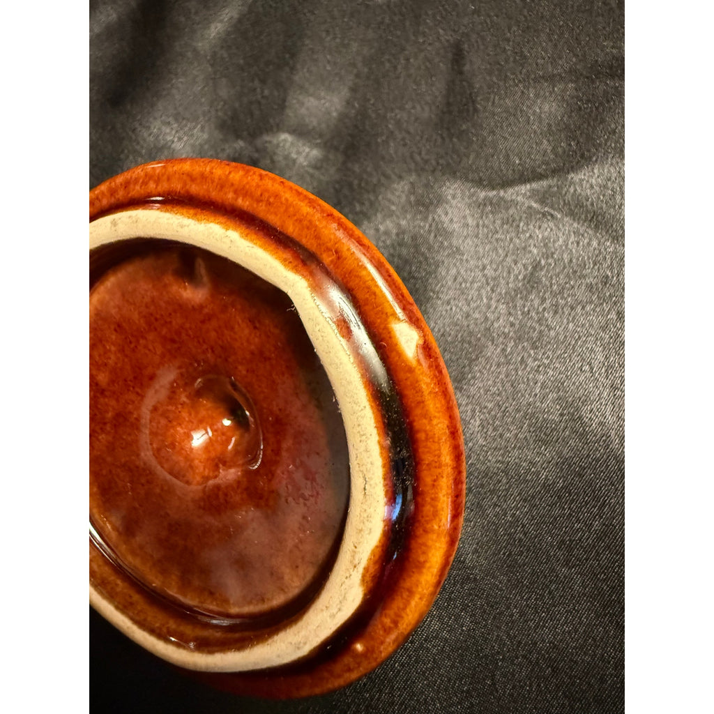 Vintage 60’s Hull Brown Drip Glaze sugar bowl with lid 5”