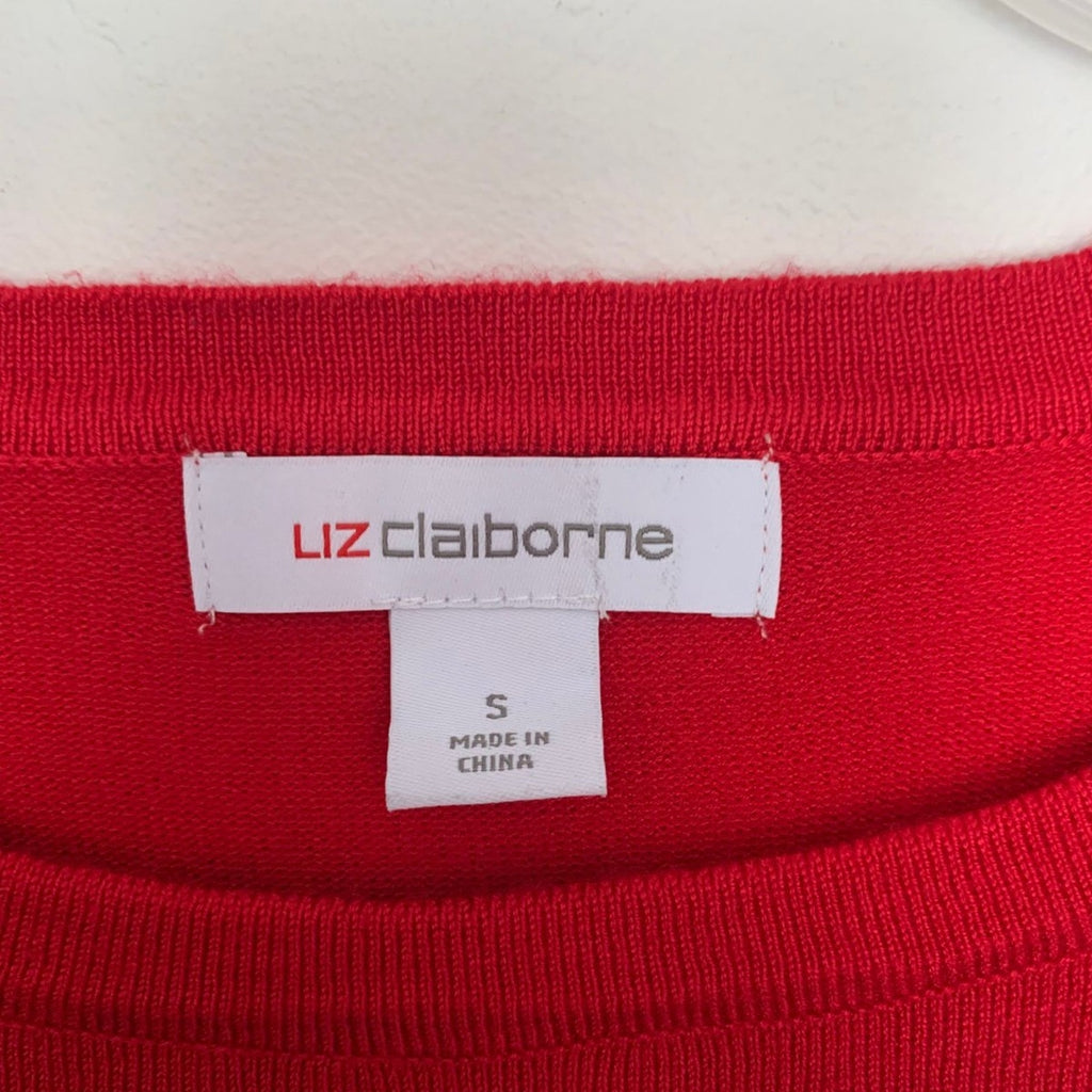 Liz Claiborne Red Crew Neck 3/4 sleeve Pullover Sweater Size S NWT