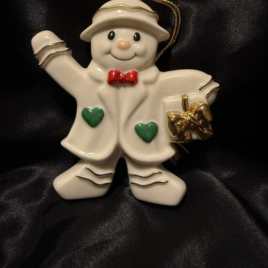 Mikasa Holiday Magic Snowman Christmas ornament porcelain w 24k gold