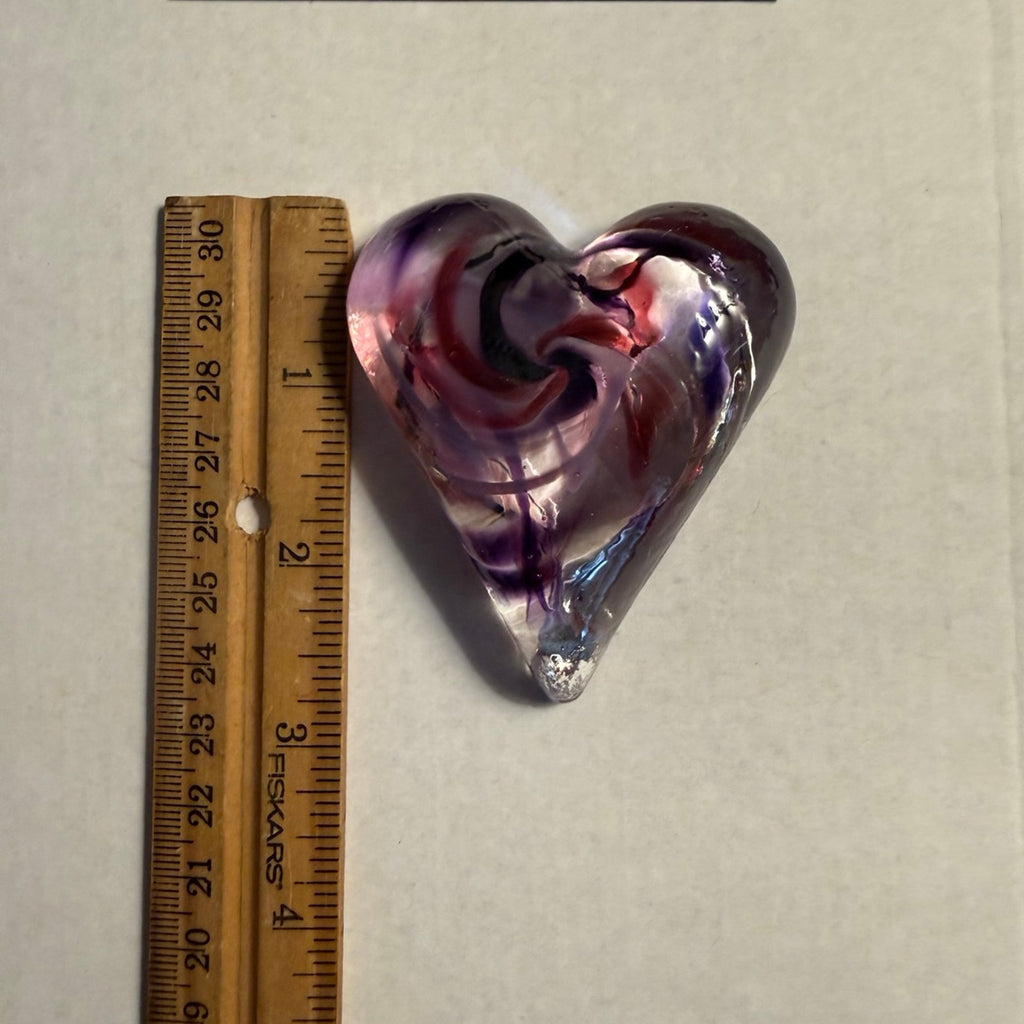 Signed James Hayes Art Glass Heart Pink Purple Scheme