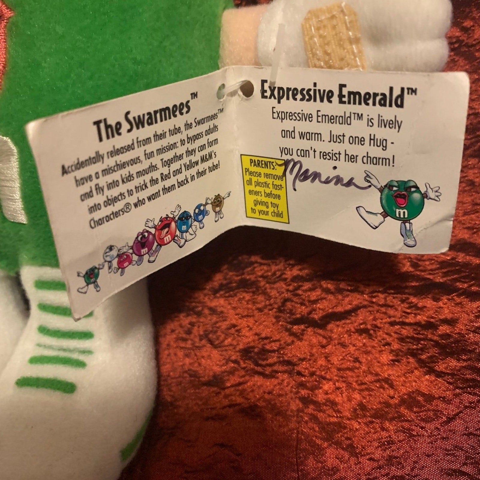 Vintage m&m’s swarmees Green Expressive Emerald 4” Plush