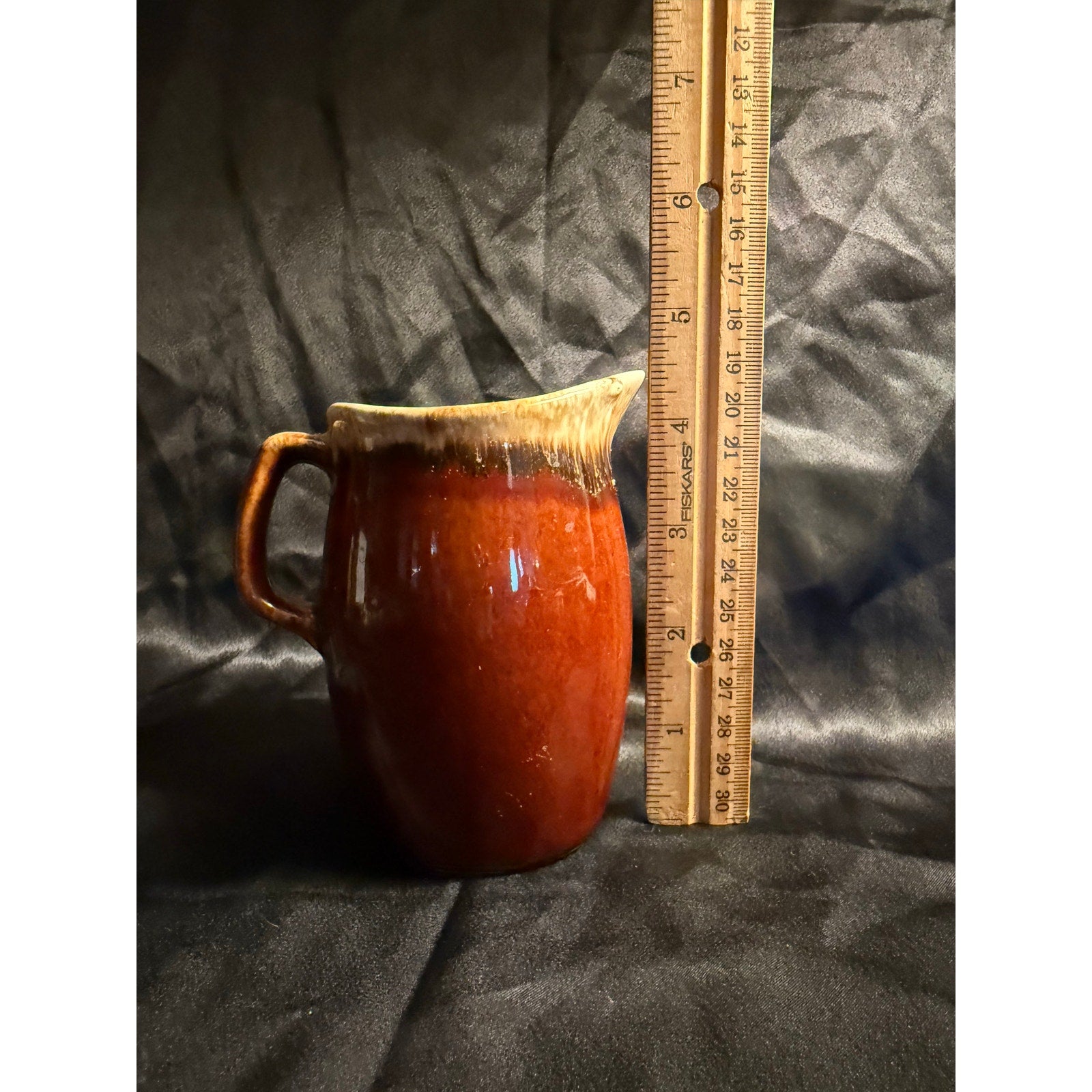 Vintage Hull Brown Drip Glaze Pottery Creamer 4.5" Tea Coffee