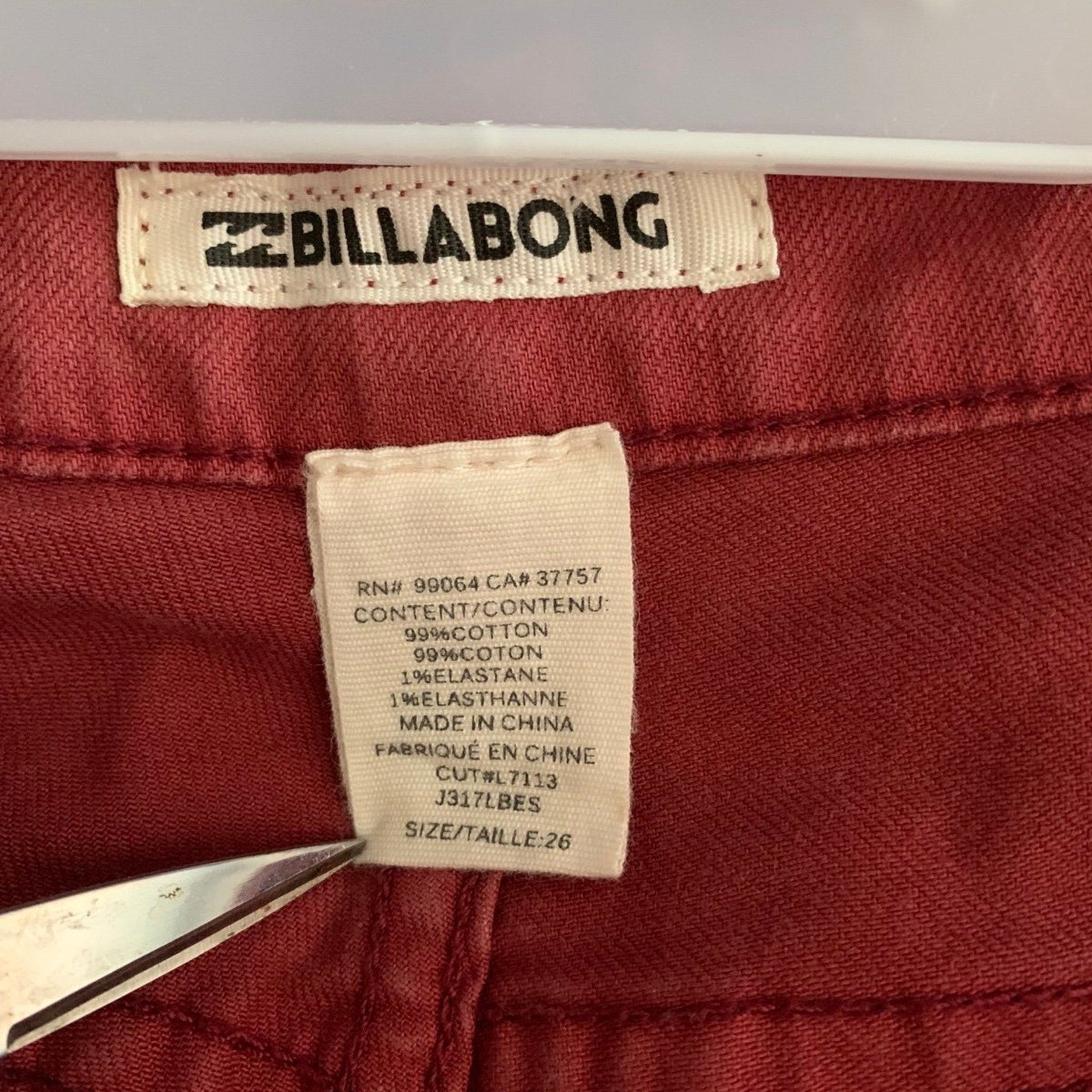 Billabong Women’s Jeans Size 26 Burnt Red Color