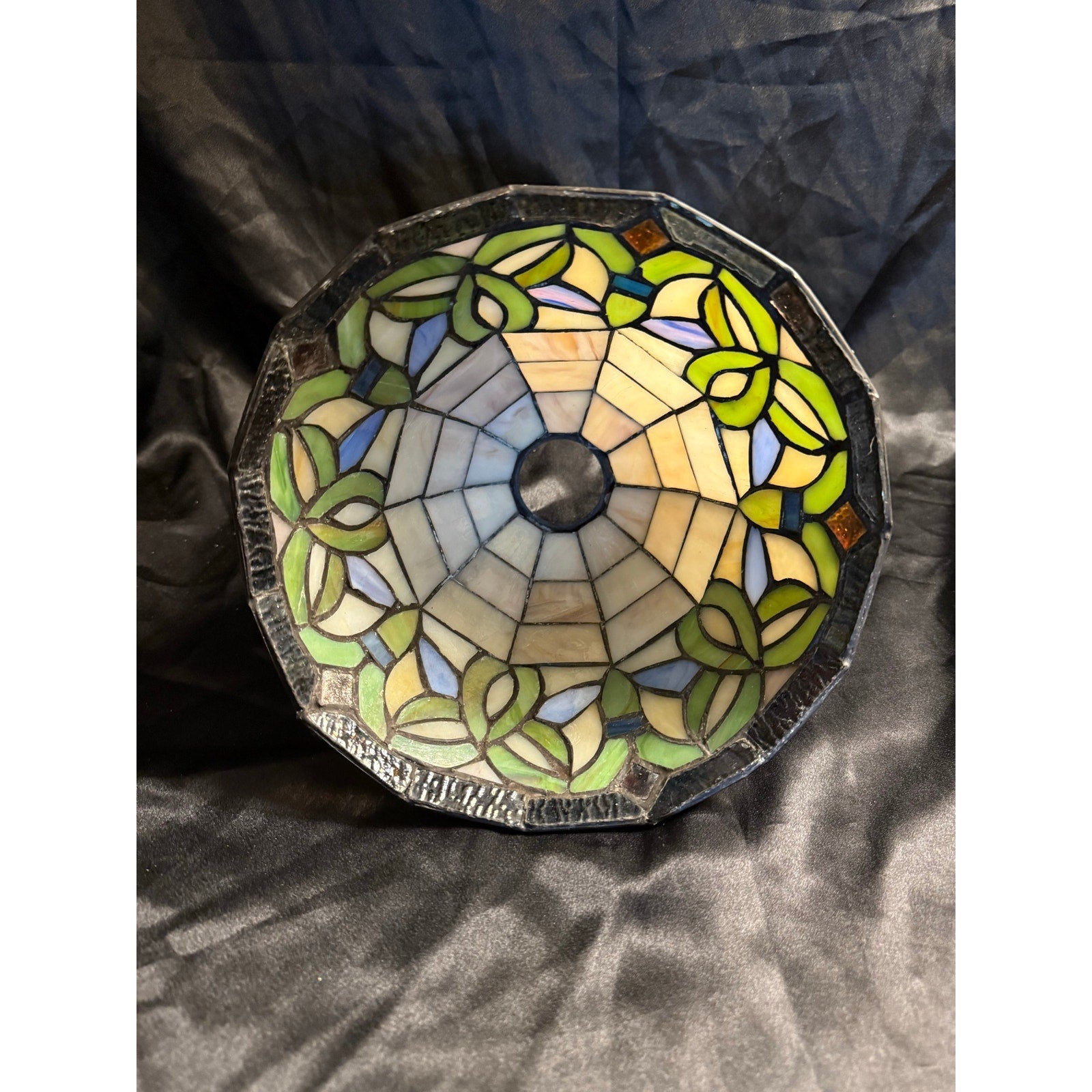 Vintage Tiffany Style Floral Stained Glass Lamp Shade Multicolor 9"x7”