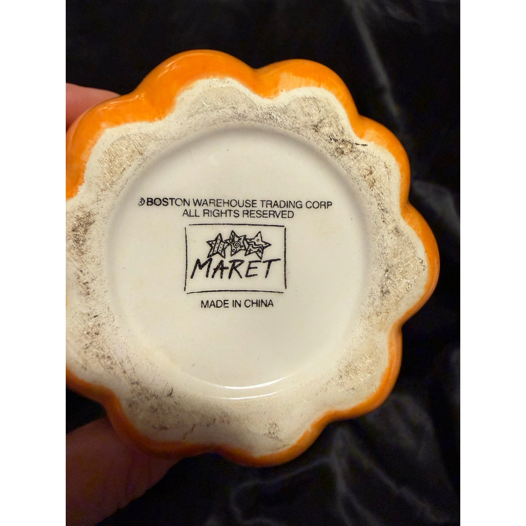 Vintage 90’s Scaredy Cats Jack o Lantern Halloween Ceramic Tea light Holder 6”