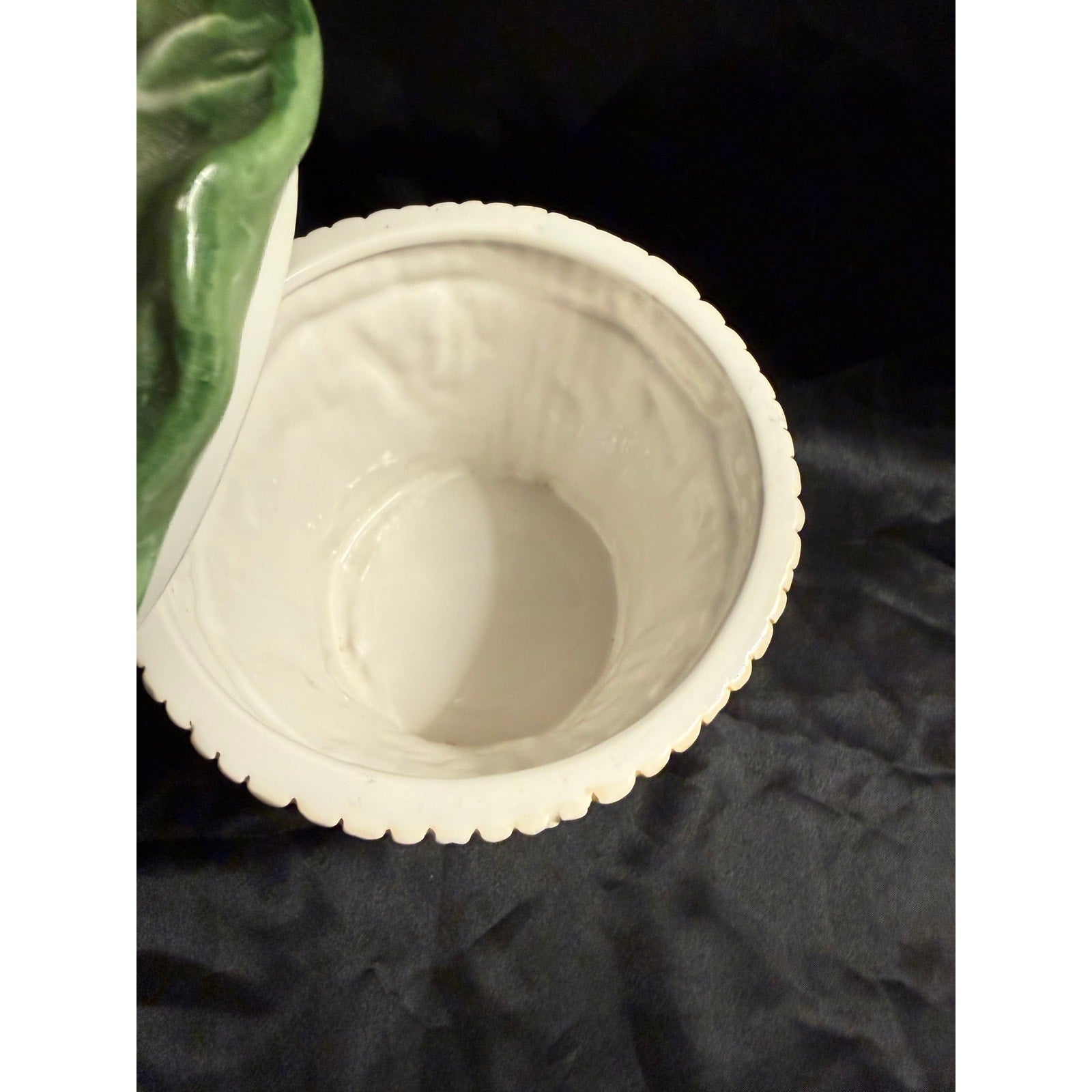 Vintage 90’s Vietri Italian Pottery Cabbage head in bamboo basket canister