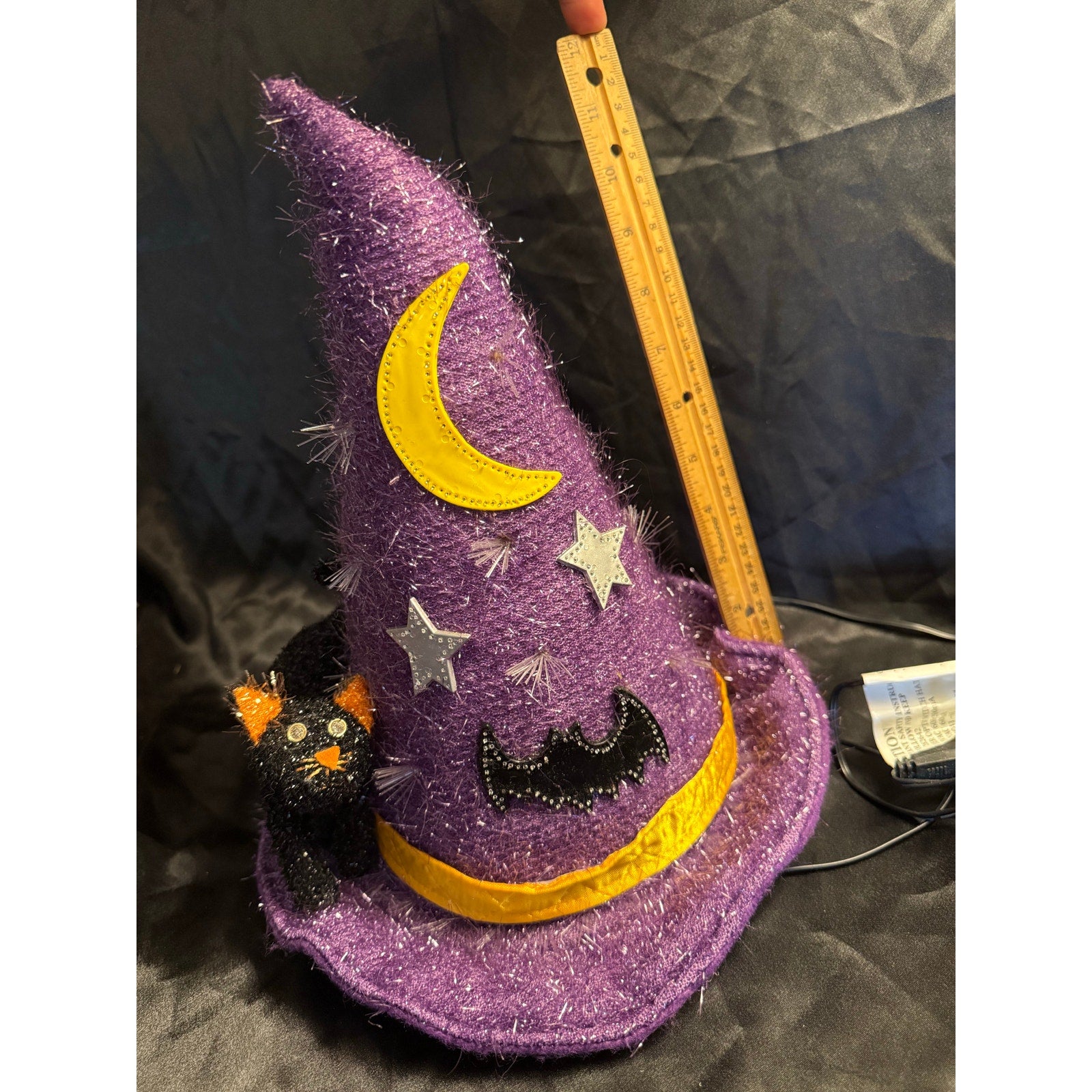 Vintage Y2K Halloween Fiber Optic Witch Hat 12" multicolor w instructions