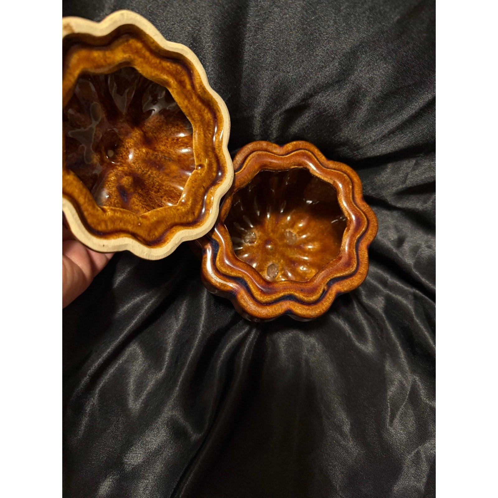 Rustic style ceramic pumpkin container with lid 6”