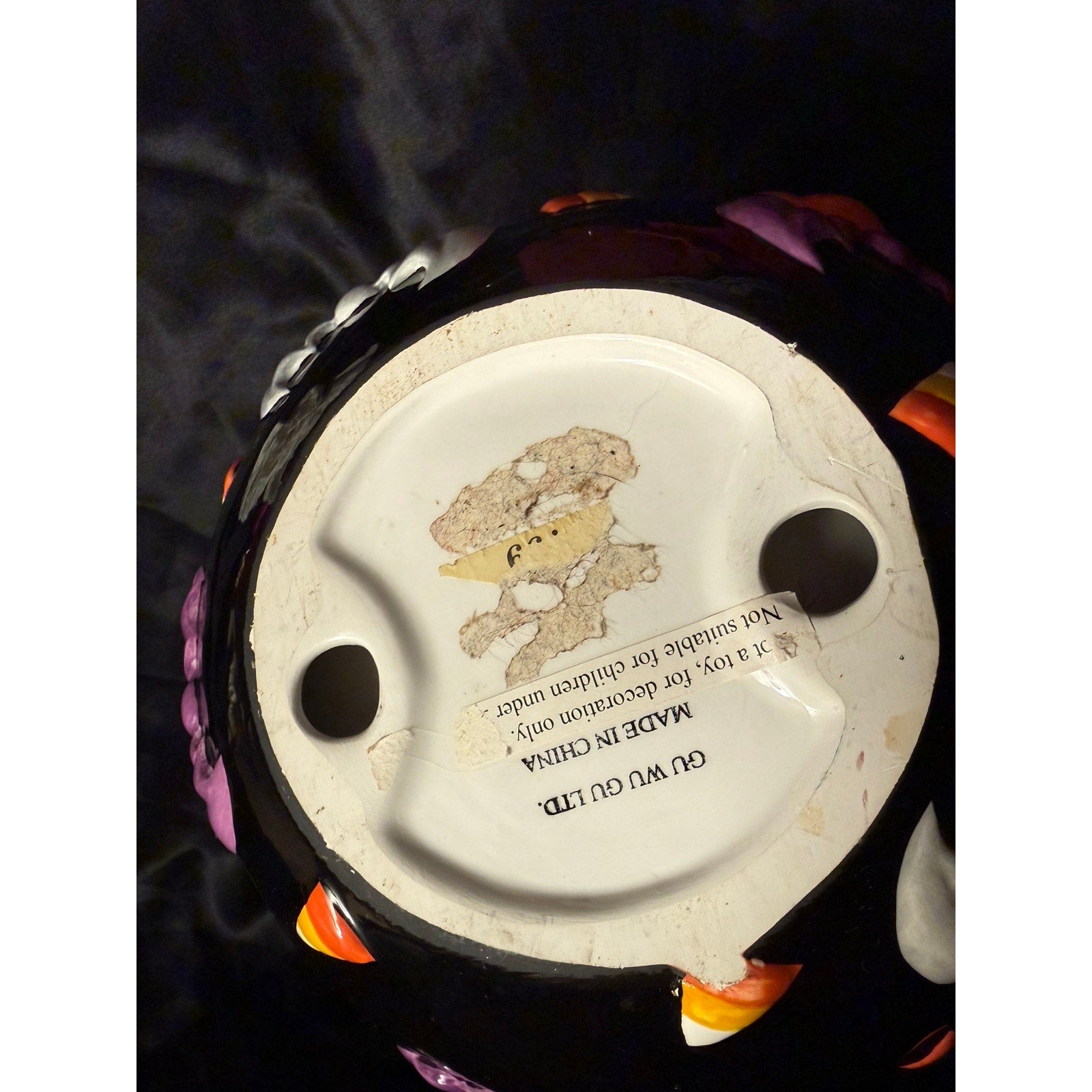 Vintage 90’s ceramic Halloween ghosts pumpkins candy bowl 6”x7”
