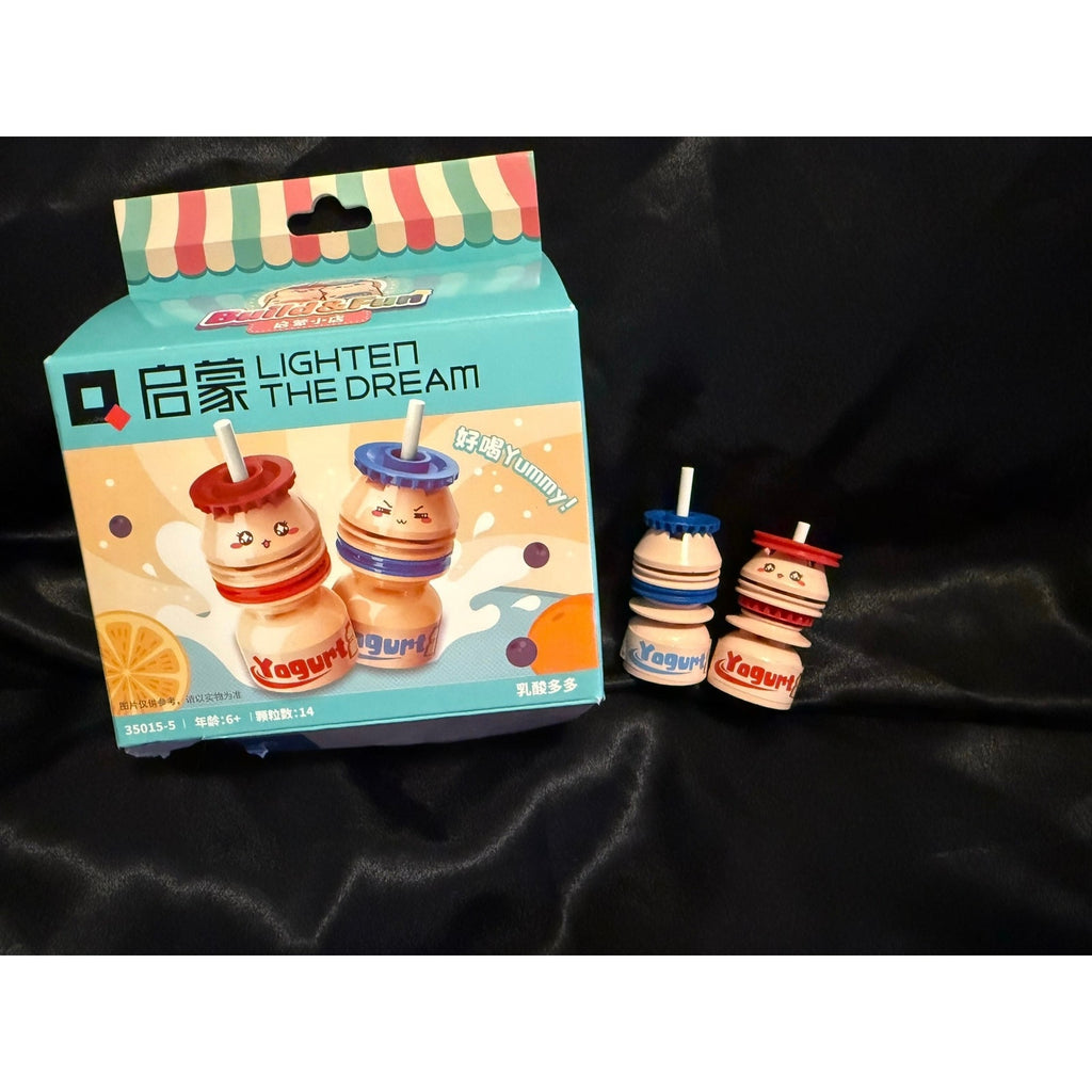 QMAN little yogurt drink building blocks set kawaii cute faces