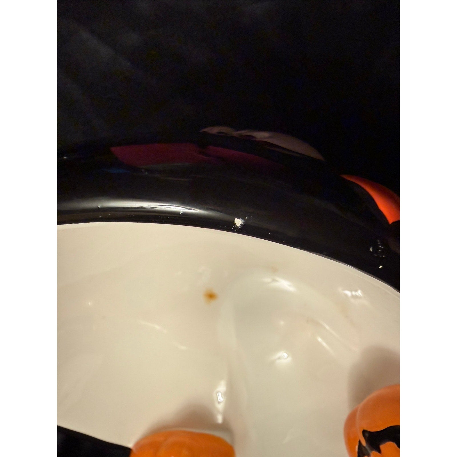 Vintage 90’s ceramic Halloween ghosts pumpkins candy bowl 6”x7”
