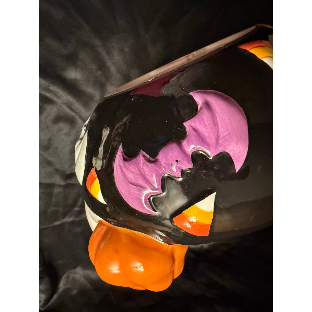 Vintage 90’s ceramic Halloween ghosts pumpkins candy bowl 6”x7”