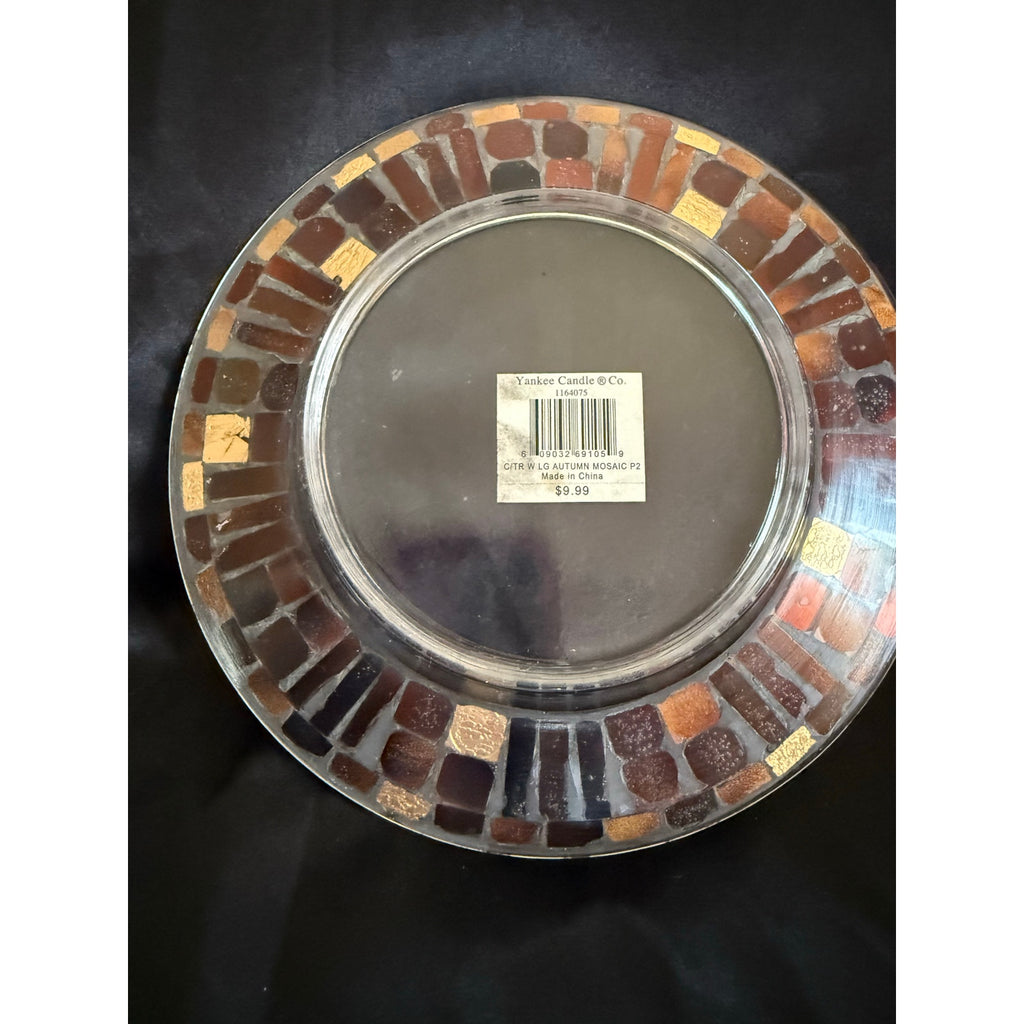 Yankee Candle Co. Stained Glass Accents Mosaic Candle Holder Plate 7.5”