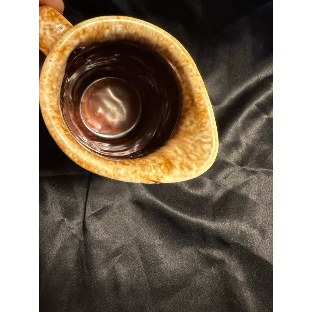 Vintage Hull Brown Drip Glaze Pottery Creamer 4.5" Tea Coffee