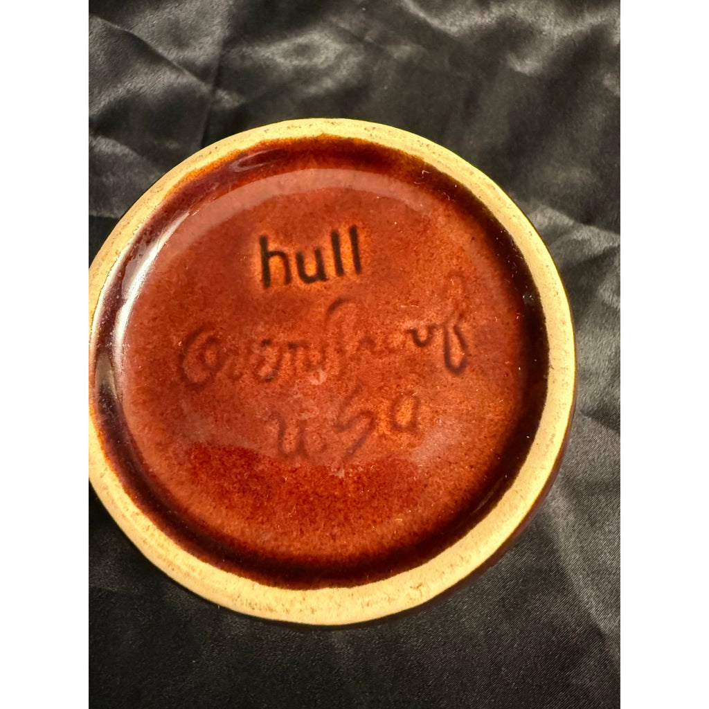 Vintage 60’s Hull Brown Drip Glaze sugar bowl with lid 5”
