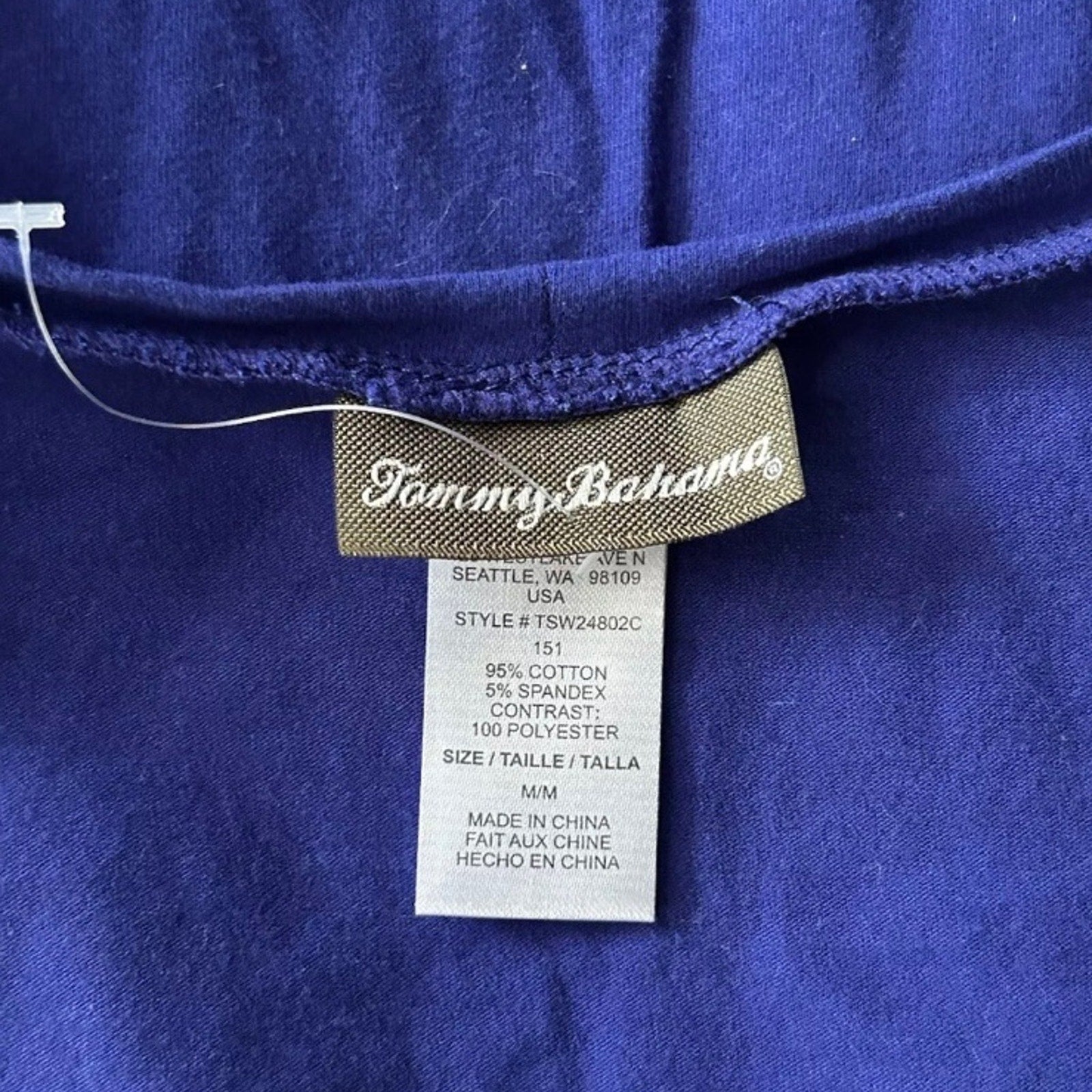 Tommy Bahama Knit & Chiffon Scoop-Neck Tea-Length Dress Blue Size M NWOT