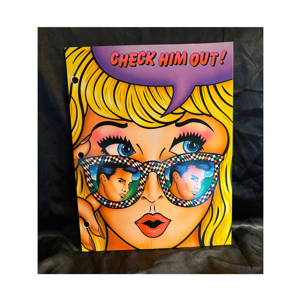 Rare Vintage 80’s Lisa Frank Check Him Out pocket folder pop art trapper keeper