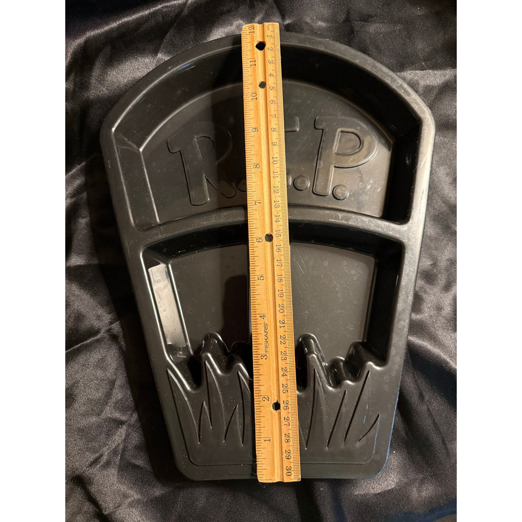 Vintage 00’s RIP headstone tombstone plastic serving tray candy dish 12x10”