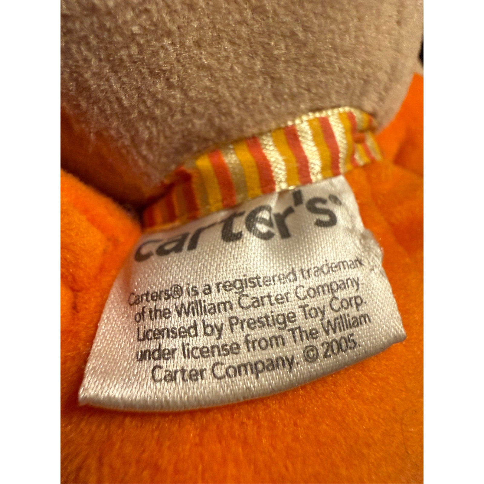 Vintage 2005 Carter's Just One You Halloween pumpkin Teddy Bear baby rattle Re-born