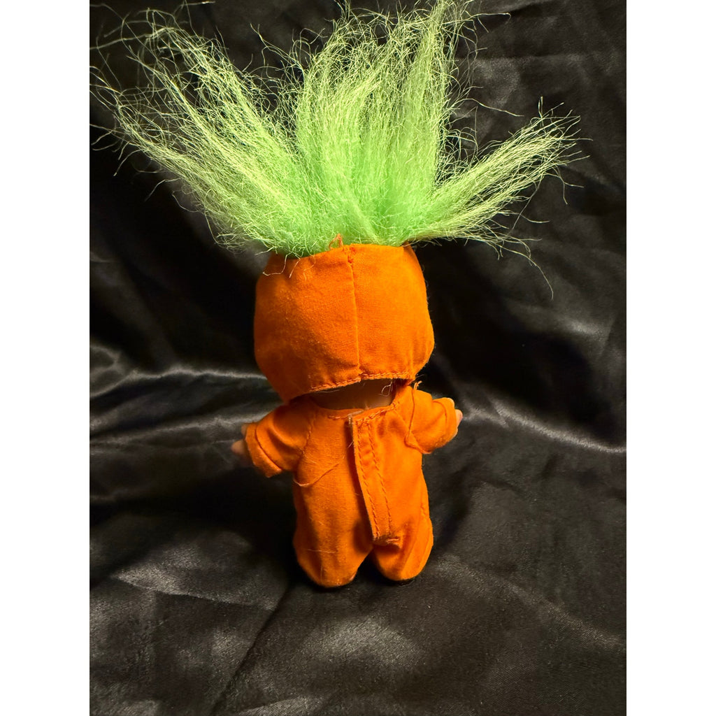 Vintage 90’s RUSS HALLOWEEN TROLL Doll in pumpkin costume 5”