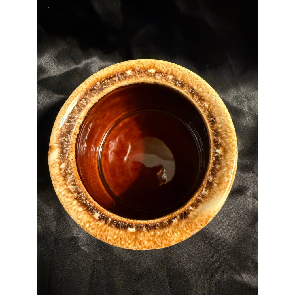 Vintage 60’s Hull Brown Drip Glaze sugar bowl with lid 5”